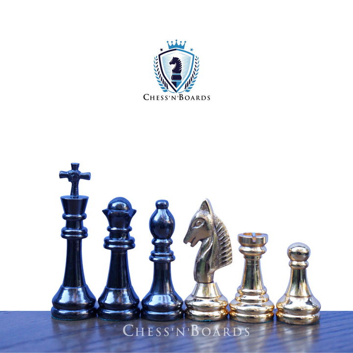 Staunton Style Knight Solid Brass Chess Set - Chess'n'Boards