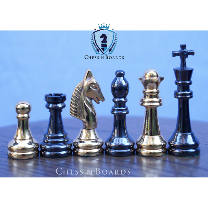 Staunton Style Knight Solid Brass Chess Set - Chess'n'Boards