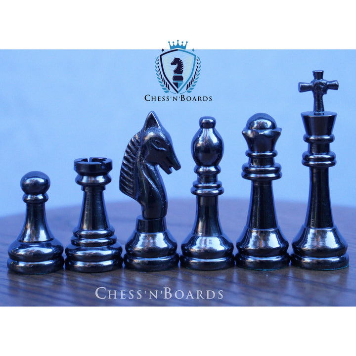 Staunton Style Knight Solid Brass Chess Set - Chess'n'Boards