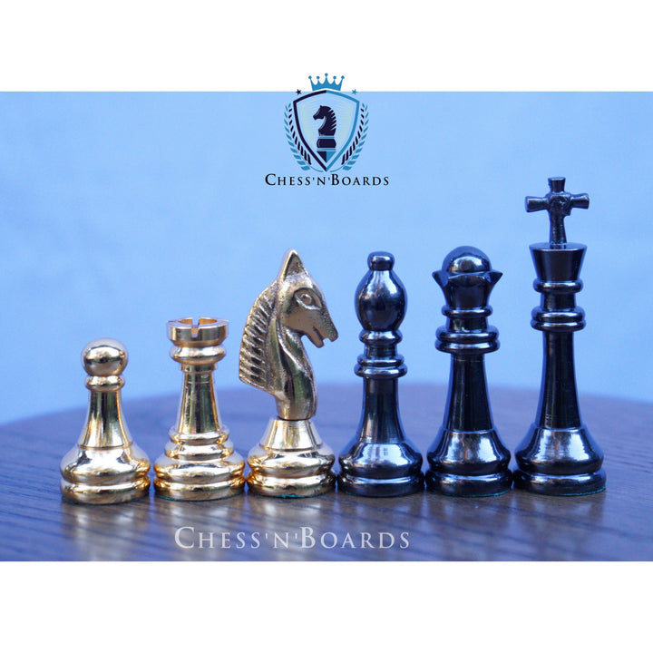 Staunton Style Knight Solid Brass Chess Set - Chess'n'Boards