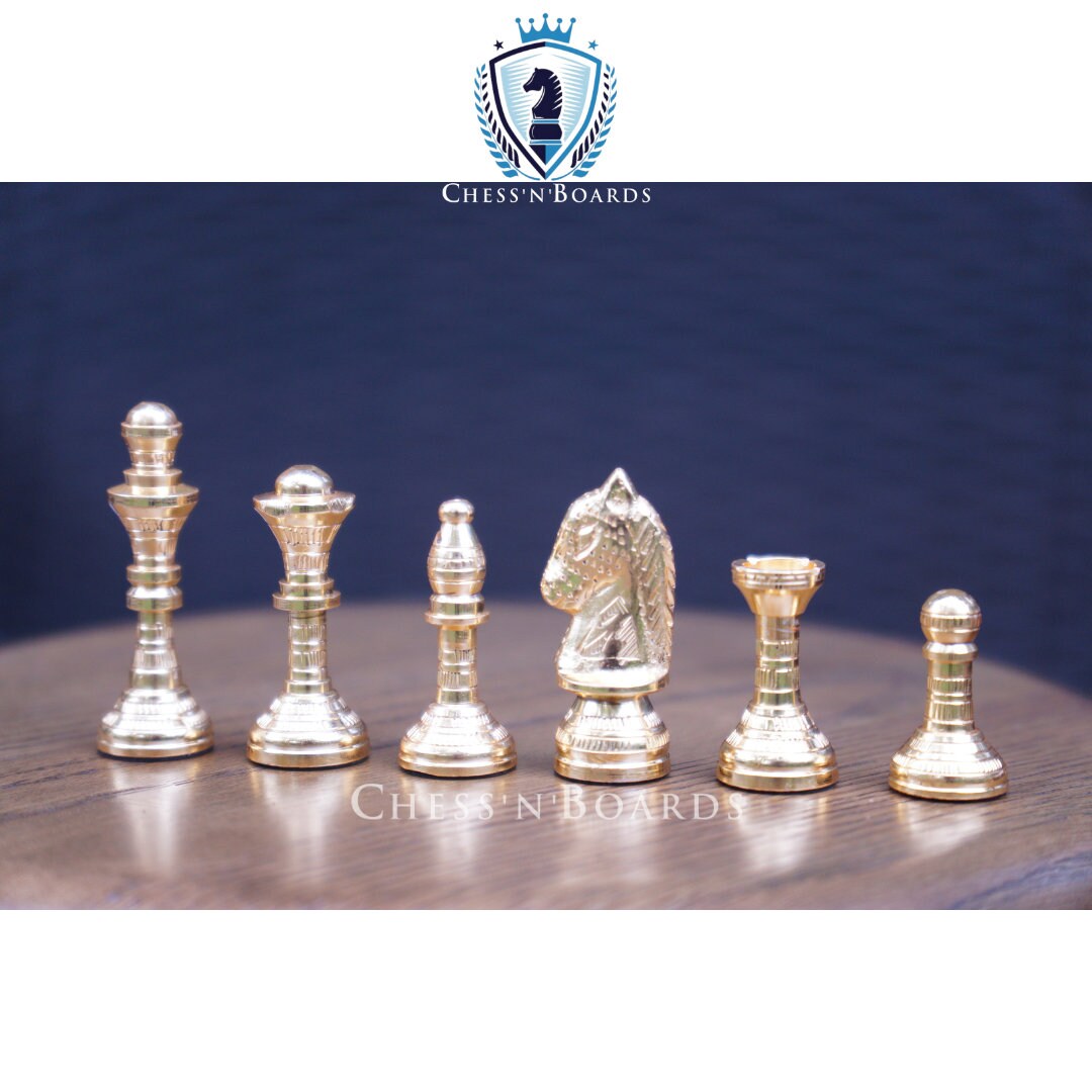 Traditional Solid Brass Chess Set in Gold and Copper - Chess'n'Boards