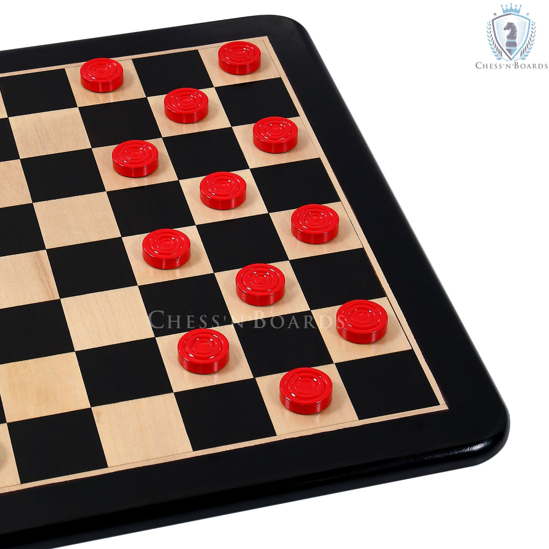Wooden Checkers / Draught Set in Stained Boxwood - 30mm - Chess'n'Boards