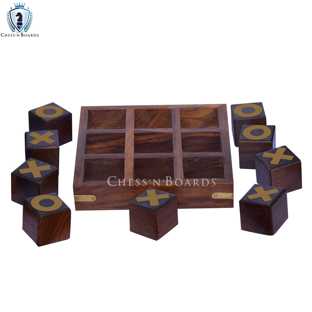 Wooden Tic Tac Toe/ Noughts and Crosses Game Unique Handmade Quality Wood Family Board Games