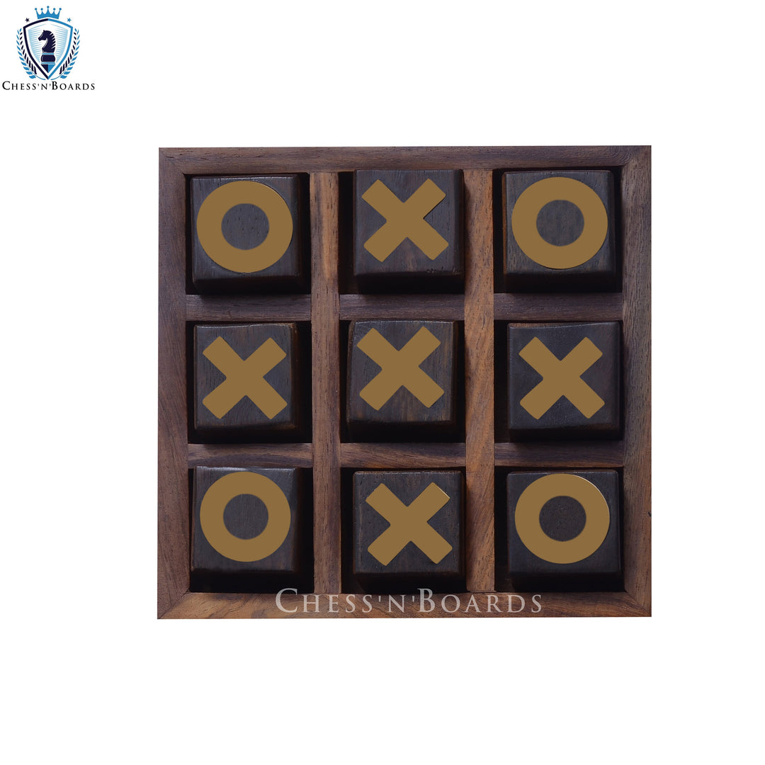 Tic Tac Toe/Noughts and Crosses-Spiel aus Holz, einzigartige, handgefertigte, hochwertige Holz-Familienbrettspiele