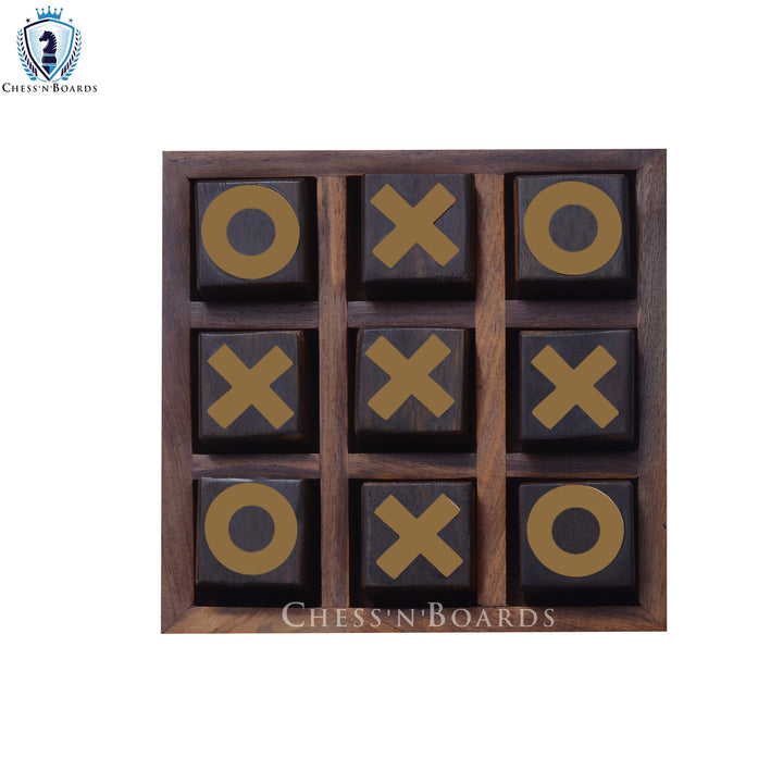 Tic Tac Toe/Noughts and Crosses-Spiel aus Holz, einzigartige, handgefertigte, hochwertige Holz-Familienbrettspiele