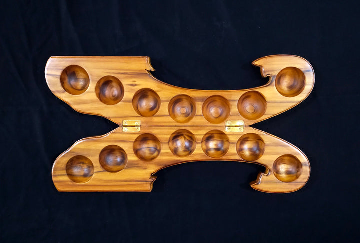 Elefantenrüsselförmiges faltbares Mancala-Spiel aus Holz | Ali Guli Mane - Pallanguli | Vamana Guntalu | Traditionelle Tamaala-Spiele