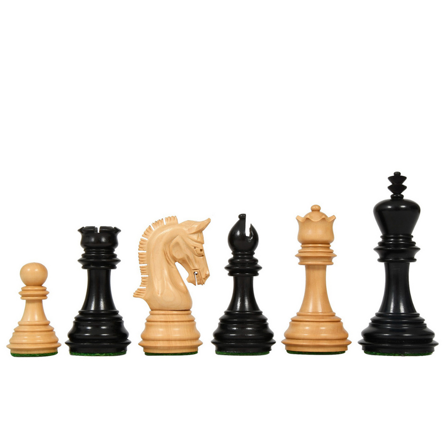 The Imperial Weighted Chess Pieces in Ebony and Boxwood - 3.8" King - Chess'n'Boards