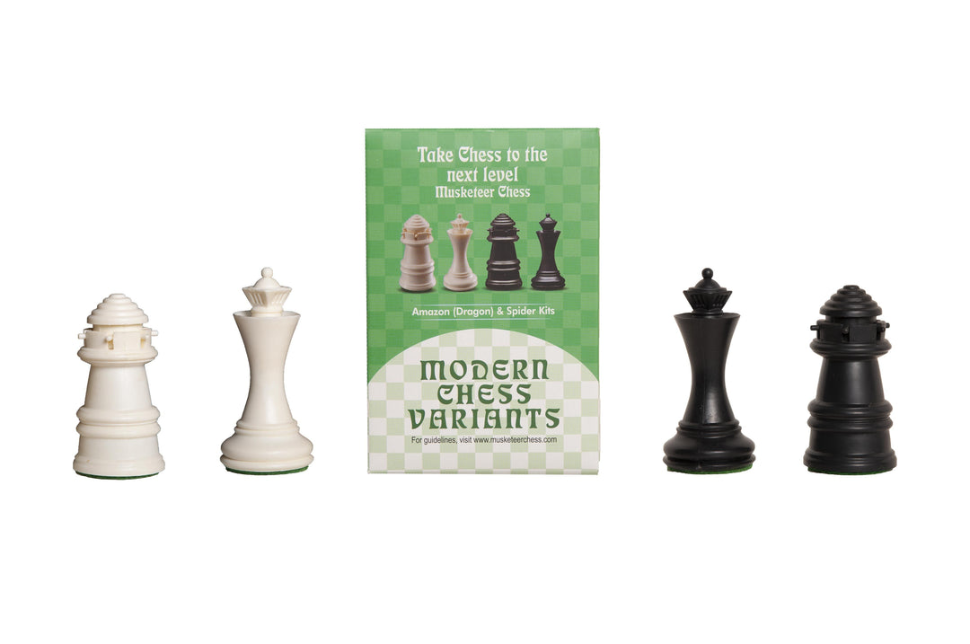 Dragon and Spider - Musketeer Chess Variant Kit - 4 Set - Black & Ivory - Chess'n'Boards